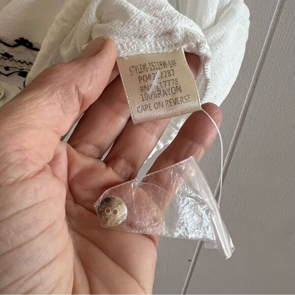 Lovestitch Bohemian Embroidered Tie Front Button Down Blouse - Picture 10 of 12